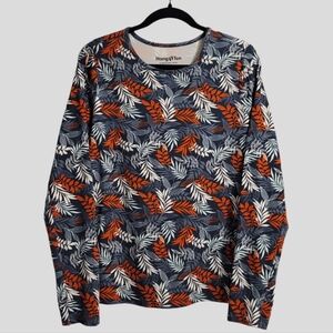 Hang Ten Sun Tee Women's XL Navy Multi Rashguard Zip-Pockets Quick Dry UPF 50+